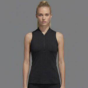 Adidas Black Athletic Zip Tank Top Women’s Size S Elastic Glossy